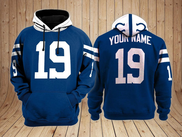 Men's Indianapolis Colts ACTIVE PLAYER Custom Blue Performance Pullover Hoodie